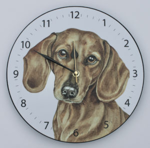 Red Dachshund Dog Walk Clock (CLK-261)
