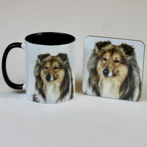 Rough Collie Dog Mug and Coaster set
