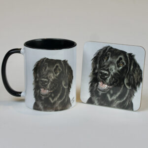 Flat-Coat Retriever Mug and coaster set