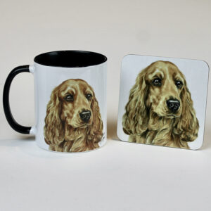 Golden Cocker Spaniel mug and coaster gift set