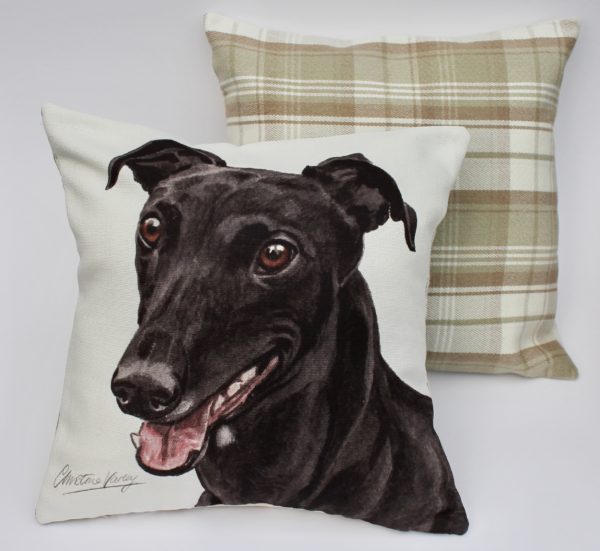 Black Greyhound Dog Cushion (CUS-163)