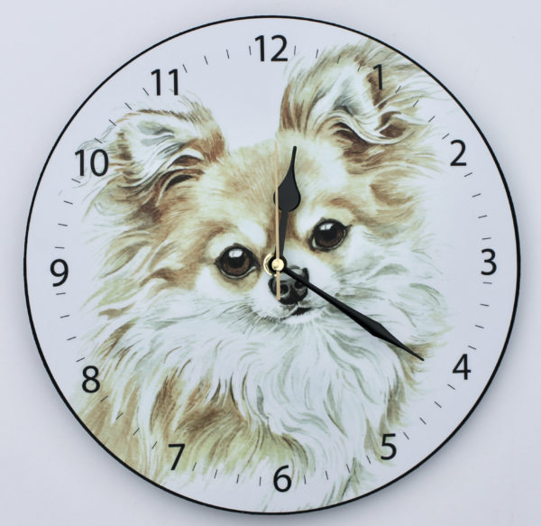 Long-Haired Chihuahua Dog Wall Clock (CLK-255)