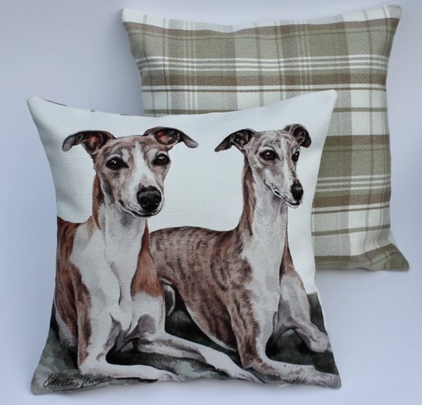 Whippet Pair Dog Cushion (CUS-172)