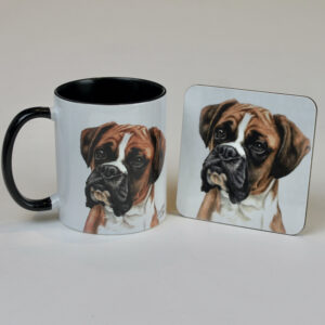 Boxer Dog Mug and coaster gift set