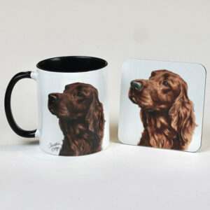 Red Dachshund Dog Mug and coaster set