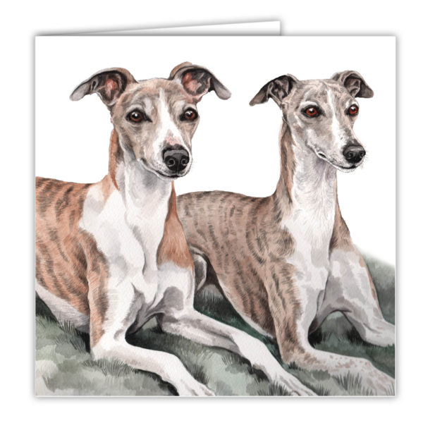 Whippet Dog Pair Art Card / Greetings Card (AC-172) - Image 2