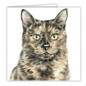 Tortoiseshell Cat Art Card / Greetings Card (AC-EC18)
