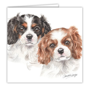 Cavalier King Charles Spaniel Puppies Art Card / Greetings Card (AC-PU04)