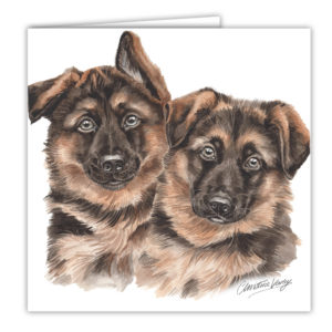 German Shepherd Puppies Art Card / Greetings Card (AC-PU06)