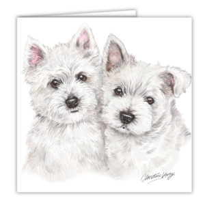 West Highland White Terrier Puppies Art Card / Greetings Card (AC-PU10)