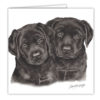 Black Labrador Puppies Art Card / Greetings Card (AC-PU12) - Image 2