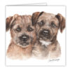Border Terrier Puppies Art Card / Greetings Card (AC-PU14) - Image 2