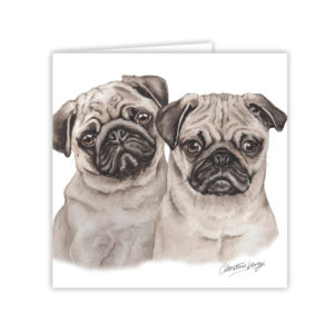 Pug Puppies Art Card / Greetings Card (AC-PU15)