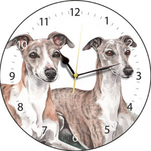 Whippet Pair Dog Clock