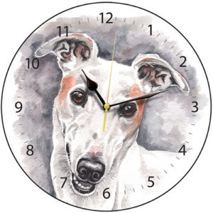 Greyhound - White Dog Clock