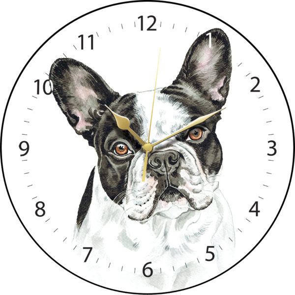 French Bulldog BW Dog Clock