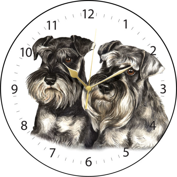 Miniature Schnauzer Pair Dog Clock
