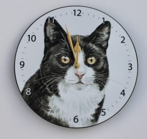 Black & White Cat Clock (CLK-EC15)