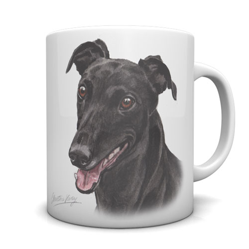 Greyhound (Black) Ceramic Mug by Waggydogz