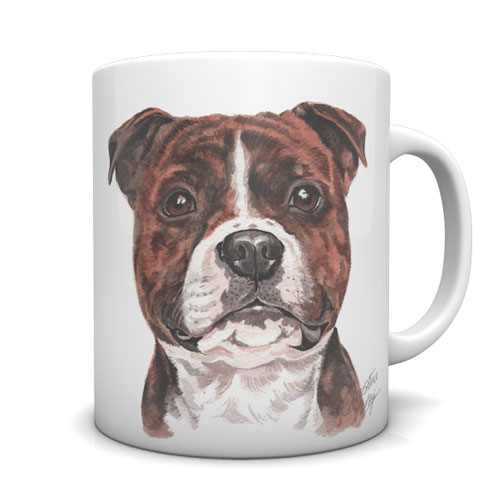 Staffordshire Bull Terrier Ceramic Mug by Waggydogz