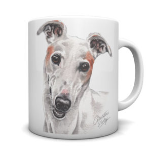 Greyhound (White) Ceramic Mug by Waggydogz