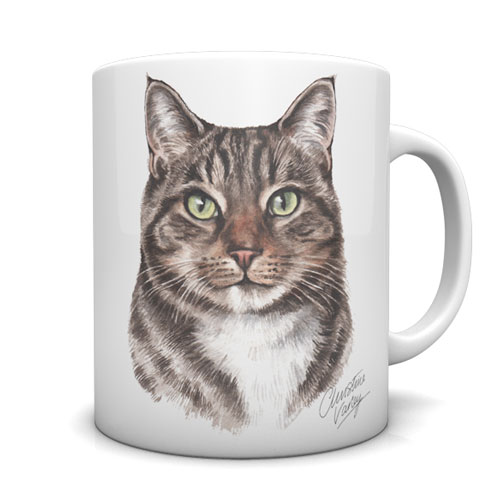 Tabby Cat Ceramic Mug by Waggydogz