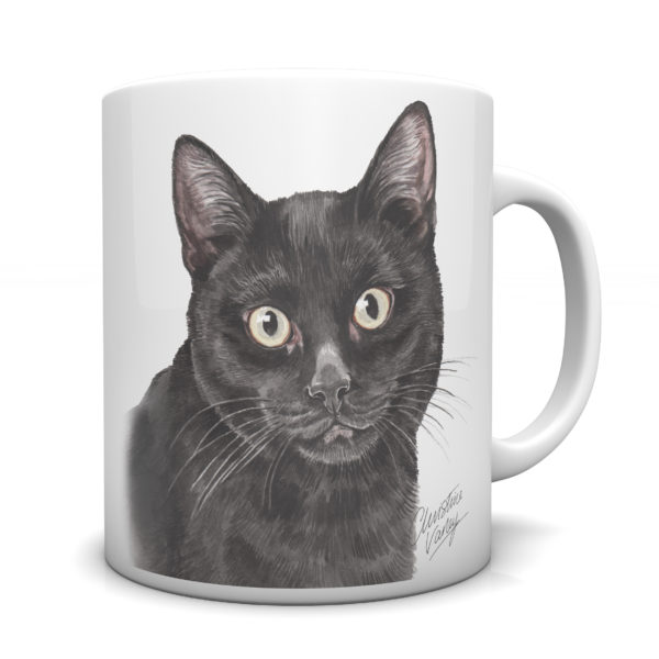 Black Cat Ceramic Mug by Waggydogz