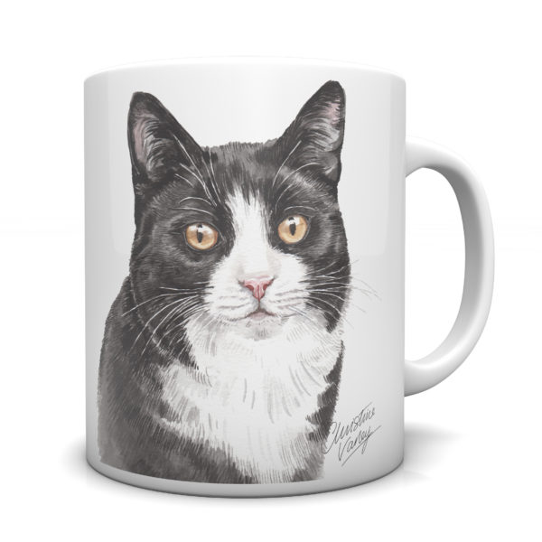 Black & White Cat Ceramic Mug by Waggydogz