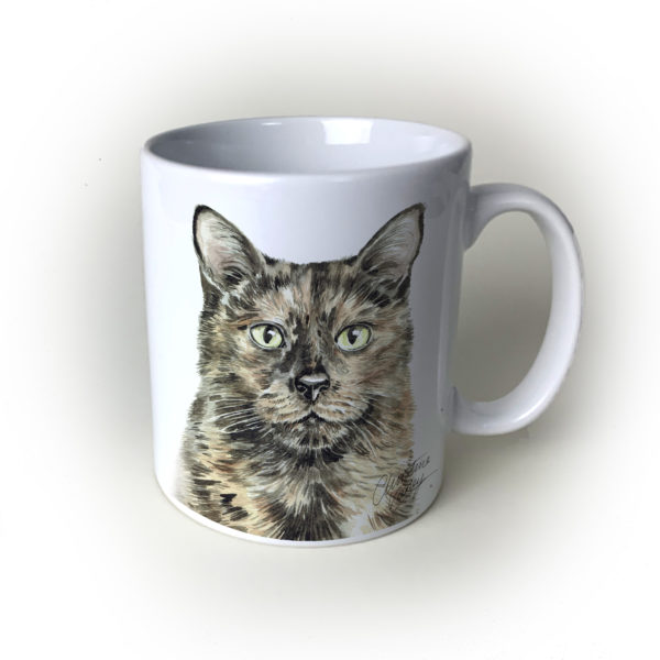 Tortoiseshell Cat Ceramic Mug by Waggydogz