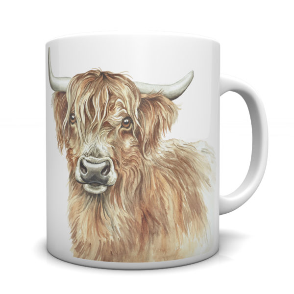 Highland Cow Ceramic Mug by Waggydogz