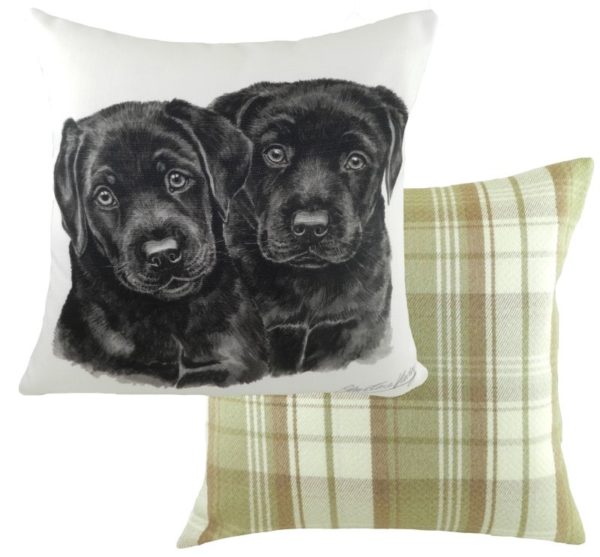 Black Labrador Puppies Cushion