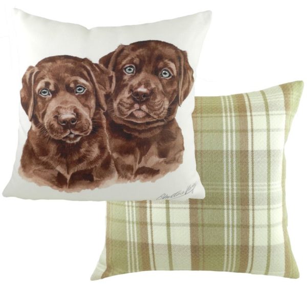 Chocolate Labrador Puppies Cushion