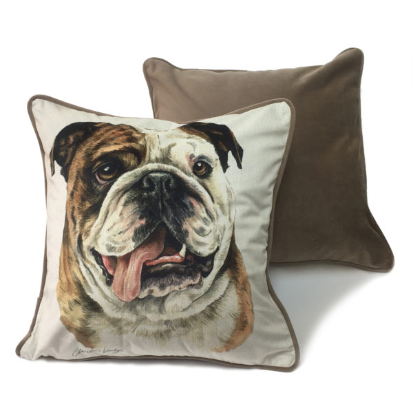 CUS-UK01 British Bulldog Luxury cushion by Christine Varley WaggyDogz