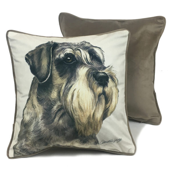 Schnauzer Luxury Dog Cushion / Pillow by Christine Varley WaggyDogz (CUS-UK05)