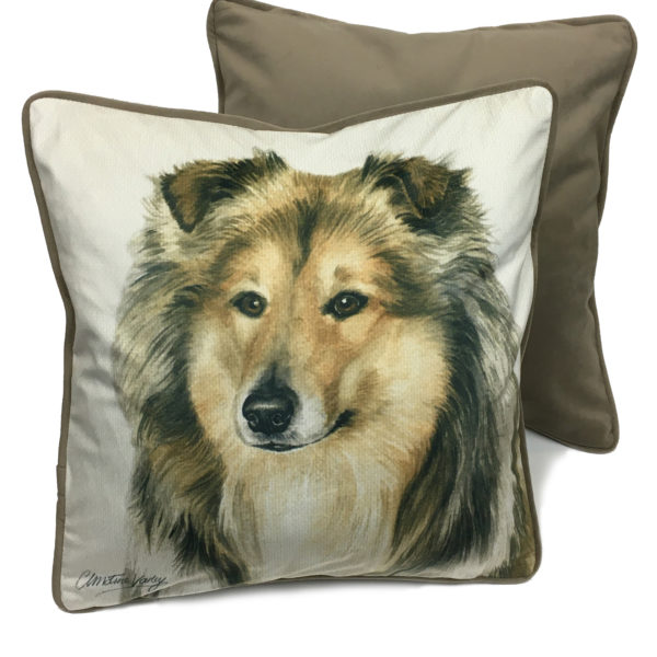 CUS-UK136 Rough Collie Dog Cushion