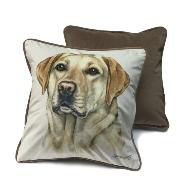 CUS-UK151 Golden Labrador Cushion by Christine Varley Waggydogz