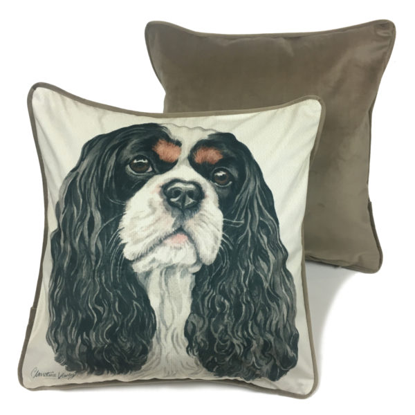 Cavalier king Charles Spaniel Dog Cushion by WaggyDogz Christine Varley CUS-UK169