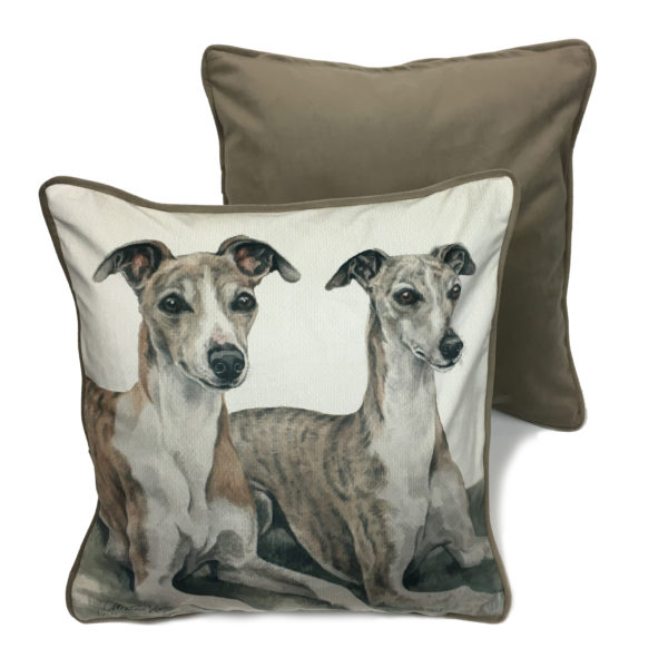 CUS-UK172 Whippet Pair Dog Cushion