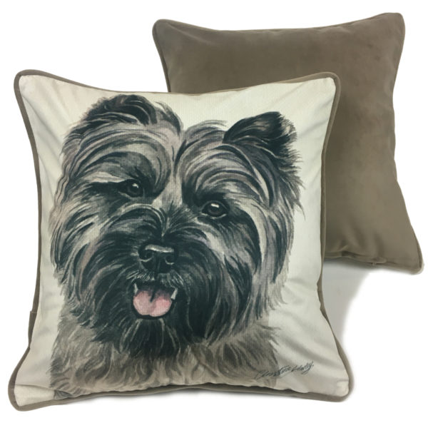 Cairn Terrier Luxury Cushion by WaggyDogz - Christine Varley CUS-UK174