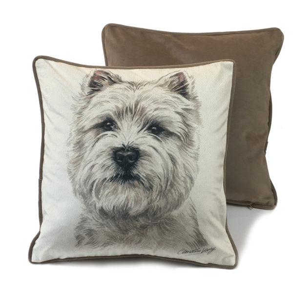 CUS-UK176 Westie Cushion by Christine Varley