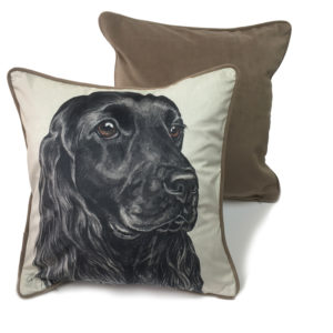 CUS-UK180 Black Cocker Spaniel Luxury cushion by Christine Varley WaggyDogz