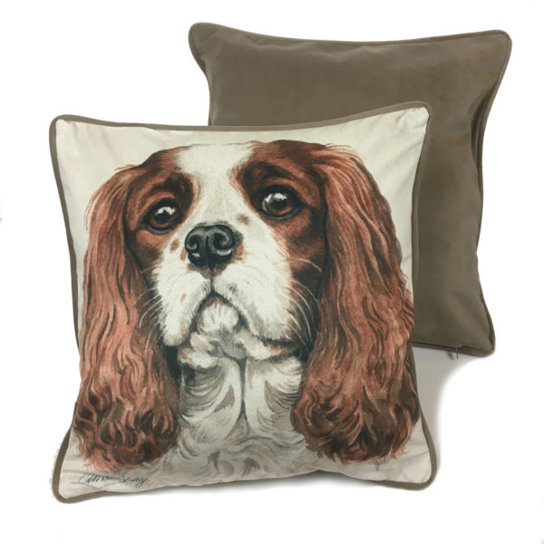 CUS-UK181 Cavalier King Charles Spaniel handmade luxury cushion by WaggyDogz Christine Varley