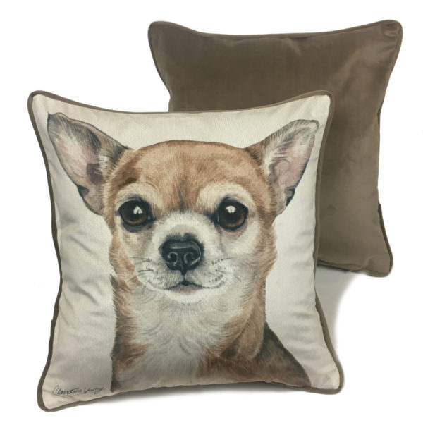 Chihuahua Luxury Dog Cushion / Pillow by Christine Varley WaggyDogz (CUS-UK198)
