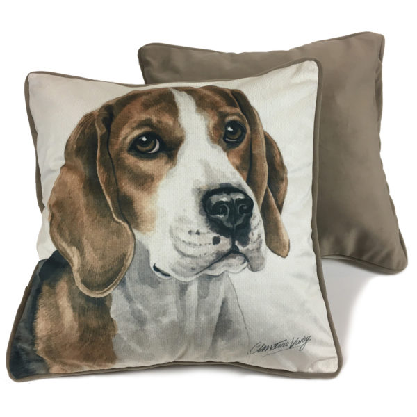 CUS-UK200 Beagle Dog Luxury Cushion by WaggyDogz Christine Varley