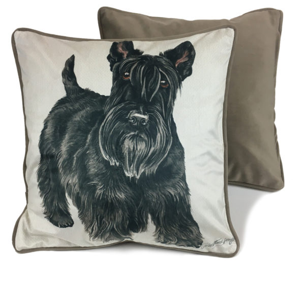 CUS-UK206 Scottish Terrer Dog Luxury Cushion by WaggyDogz Christine Varley