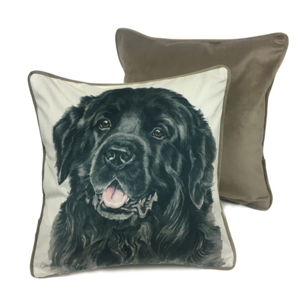 Newfoundland Dog Cushion / Pillow by Christine Varley WaggyDogz (CUS-UK211)