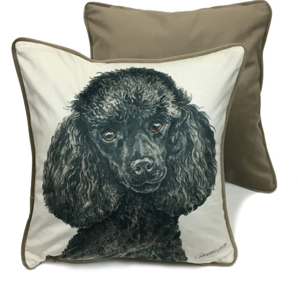 CUS-UK217 Black Poodle Dog Cushion