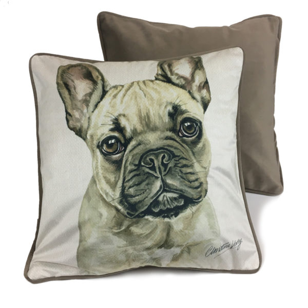 CUS-UK229 French Bulldog Luxury Cushion by WaggyDogz Christine Varley