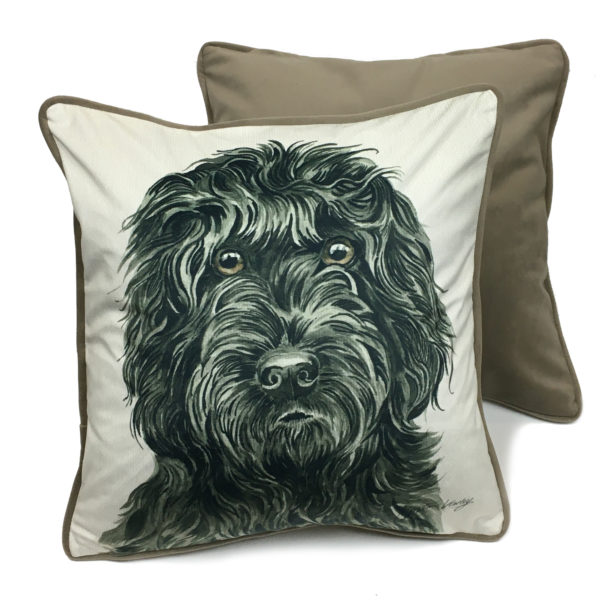 CUS-UK240 Black Cockapoo Dog Cushion