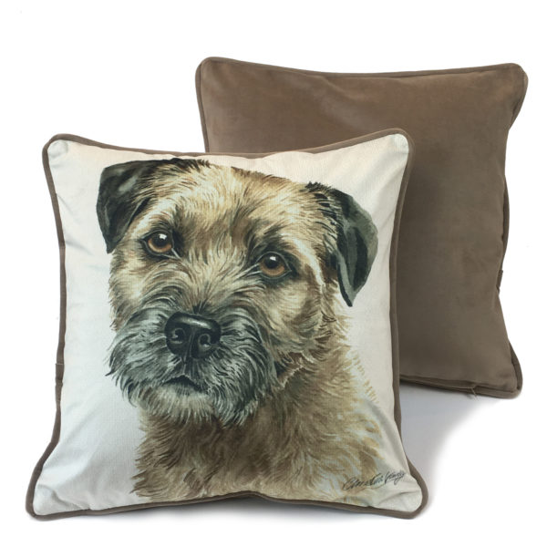 CUS-UK245 Border Terrier cushion by Christine Varley